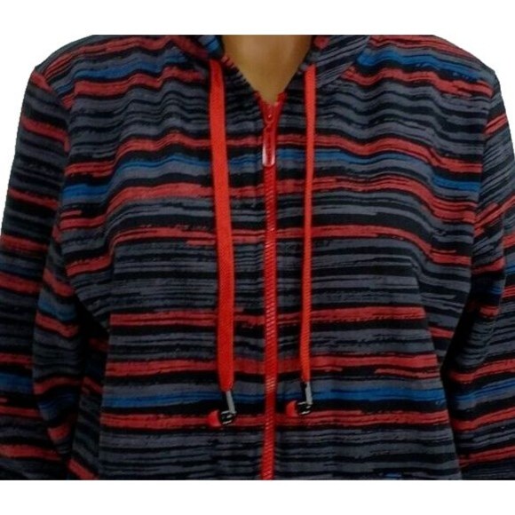 Hoodie Buddie Men's MEDIUM Grunge Mma Y2k Allover Stripe Print Full Zip (READ) - Picture 6 of 10